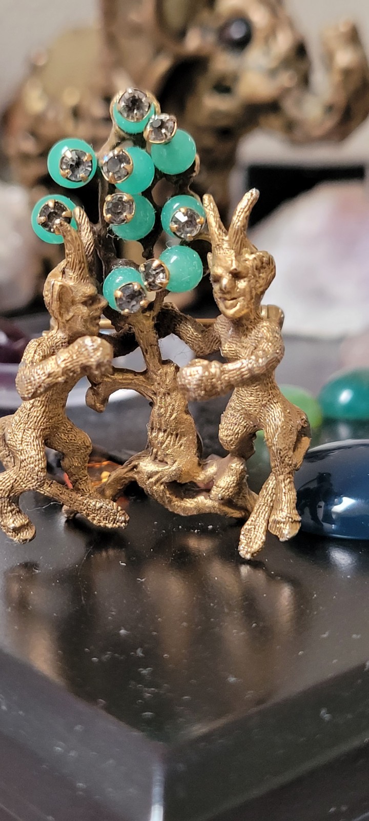 Antique Rare De Nicola Mystical Creature Faux Gem Pendant Brooch