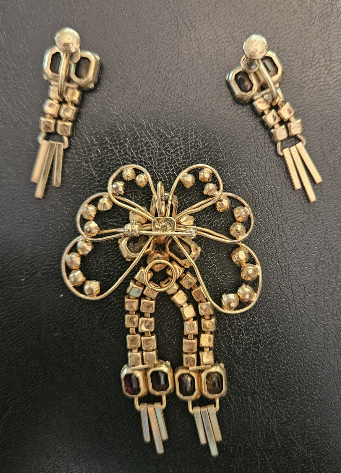 M.S. 1/20th 12k Gold Filled Brooch And Clip Earrings Screwback Marks Spencer GF