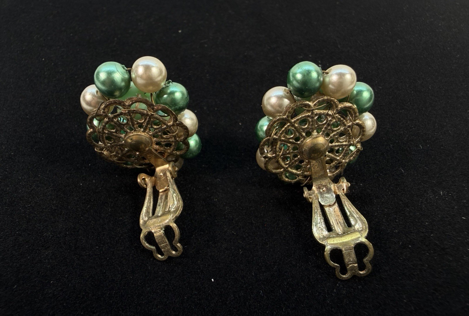 Bead Cluster Clip On Earrings Set of 3 Pairs Japan Hong Kong 1950s 1960s