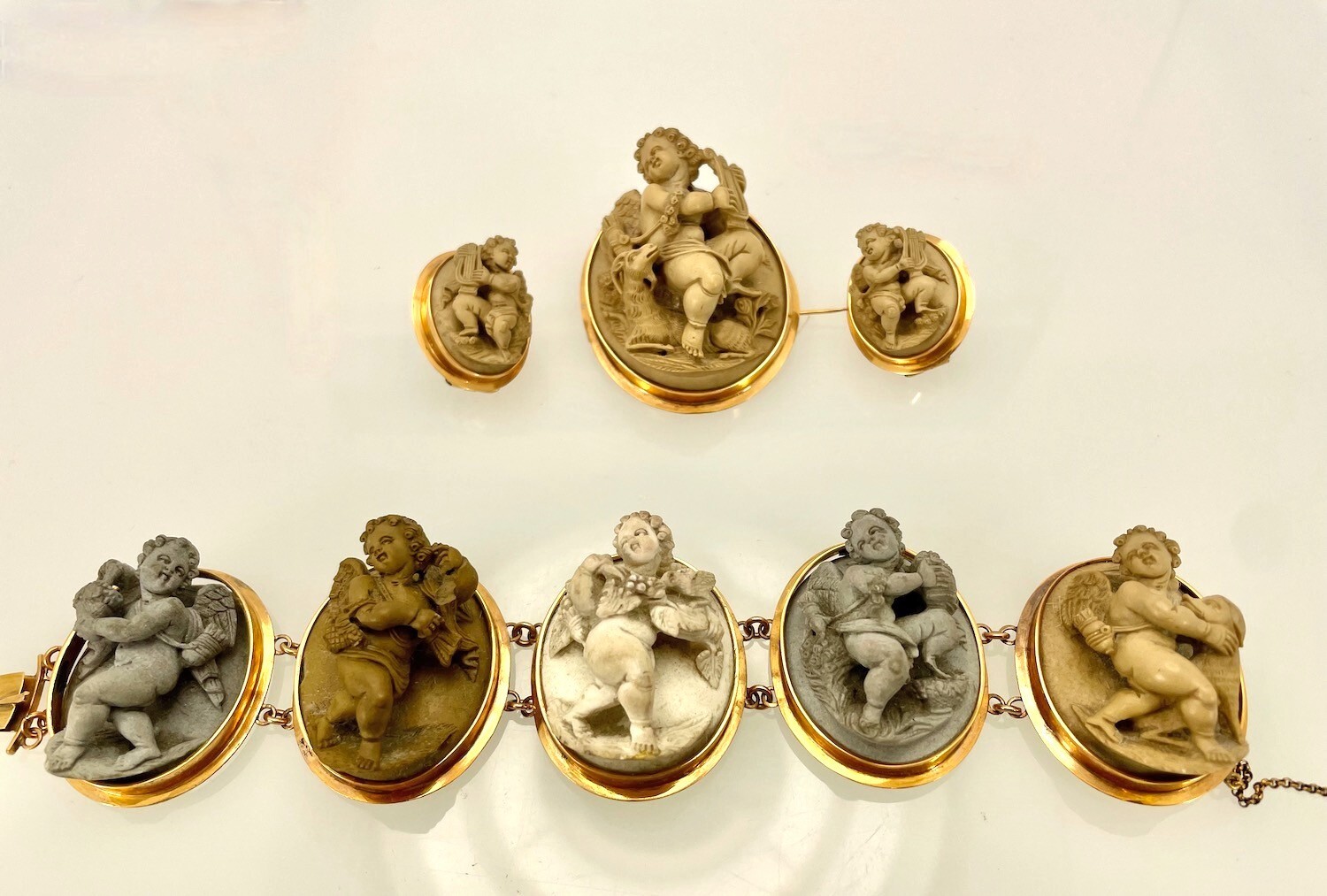 19th Century extremely Rare Lava Cameo Suite
