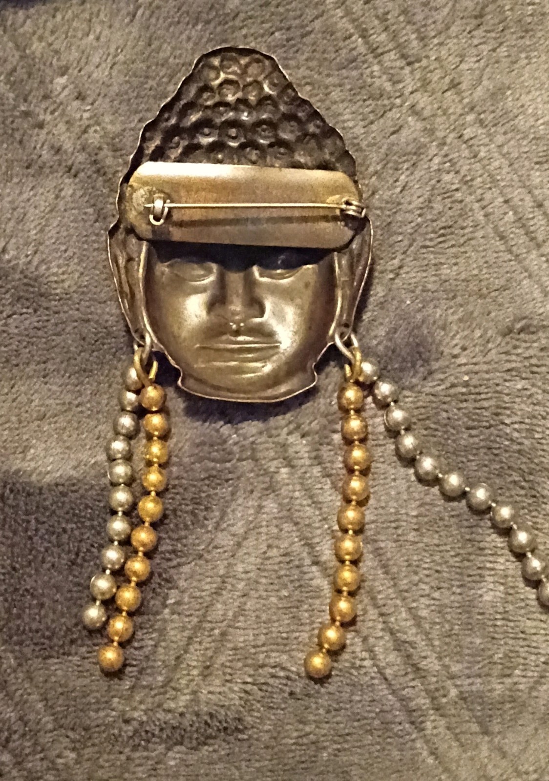 Rare Vtg Sterling Button Co. NY Repousse Buddha Pin Brooch