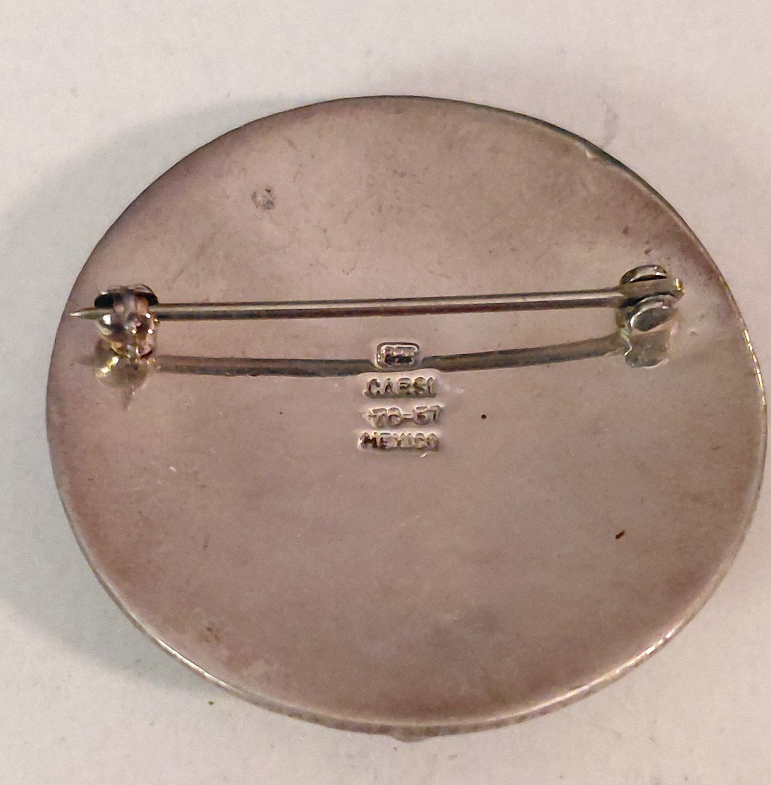 Carsi 925 Sterling Modernist Round Bubble Pin Mexico TC-57 Vintage 1 5/8″ Dia