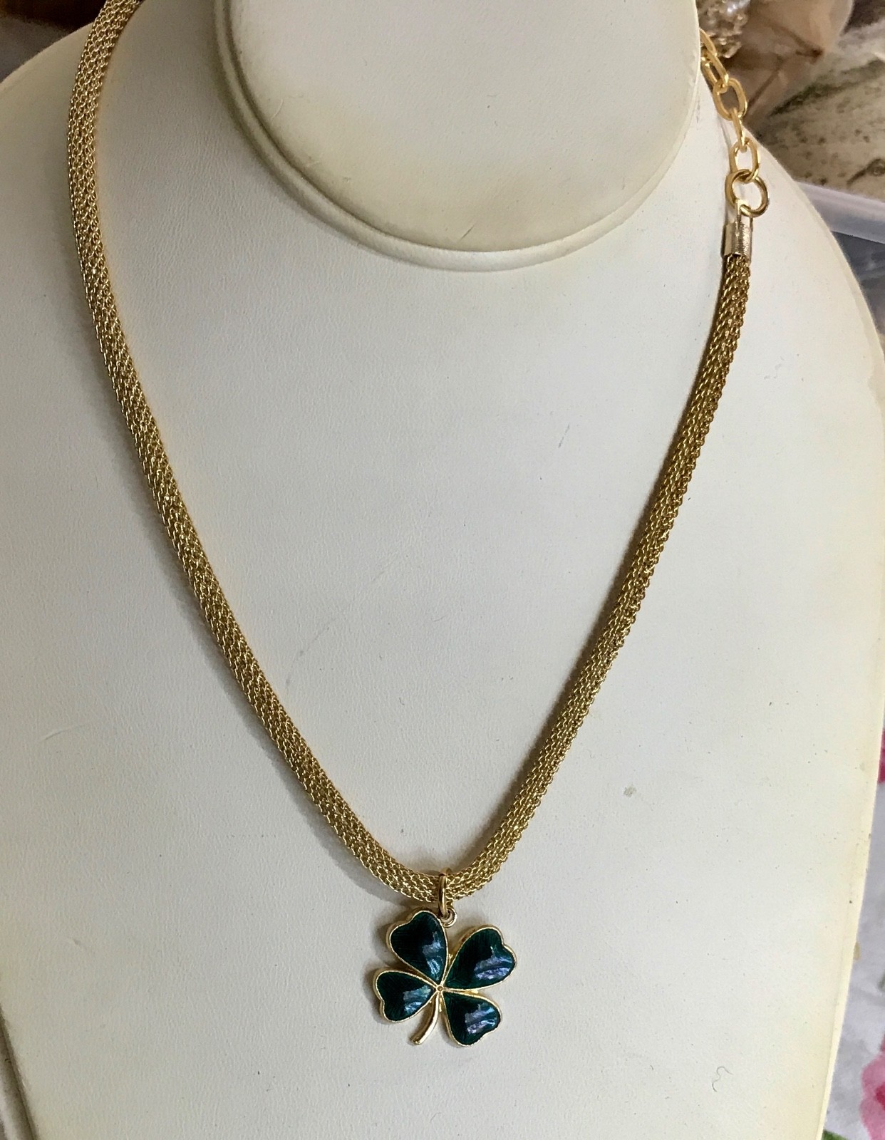 4 Leaf Clover Choker,Enameled four leaf,Irish Necklace,Sarah Coventry Choker G94