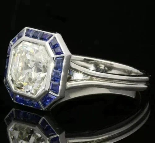 Art Deco Style 2.45Ct Lab Created Diamond Wedding Anniversary 925 Silver Ring