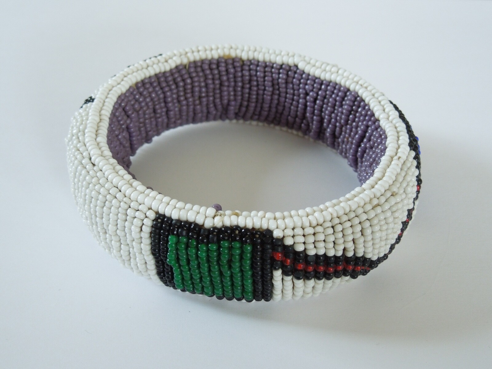 Large Massive Bangle With Rocailles 93.4 G/Ø 7.2 Cm/Width 2.9 Cm