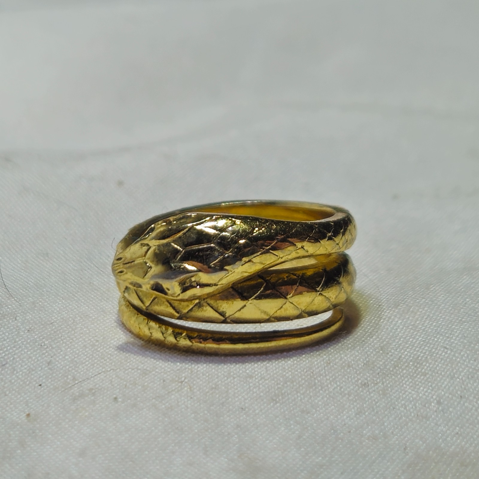 Antique Vintage Gold Tone Fancy Coiled Snake Ring From Estate Size 6.25