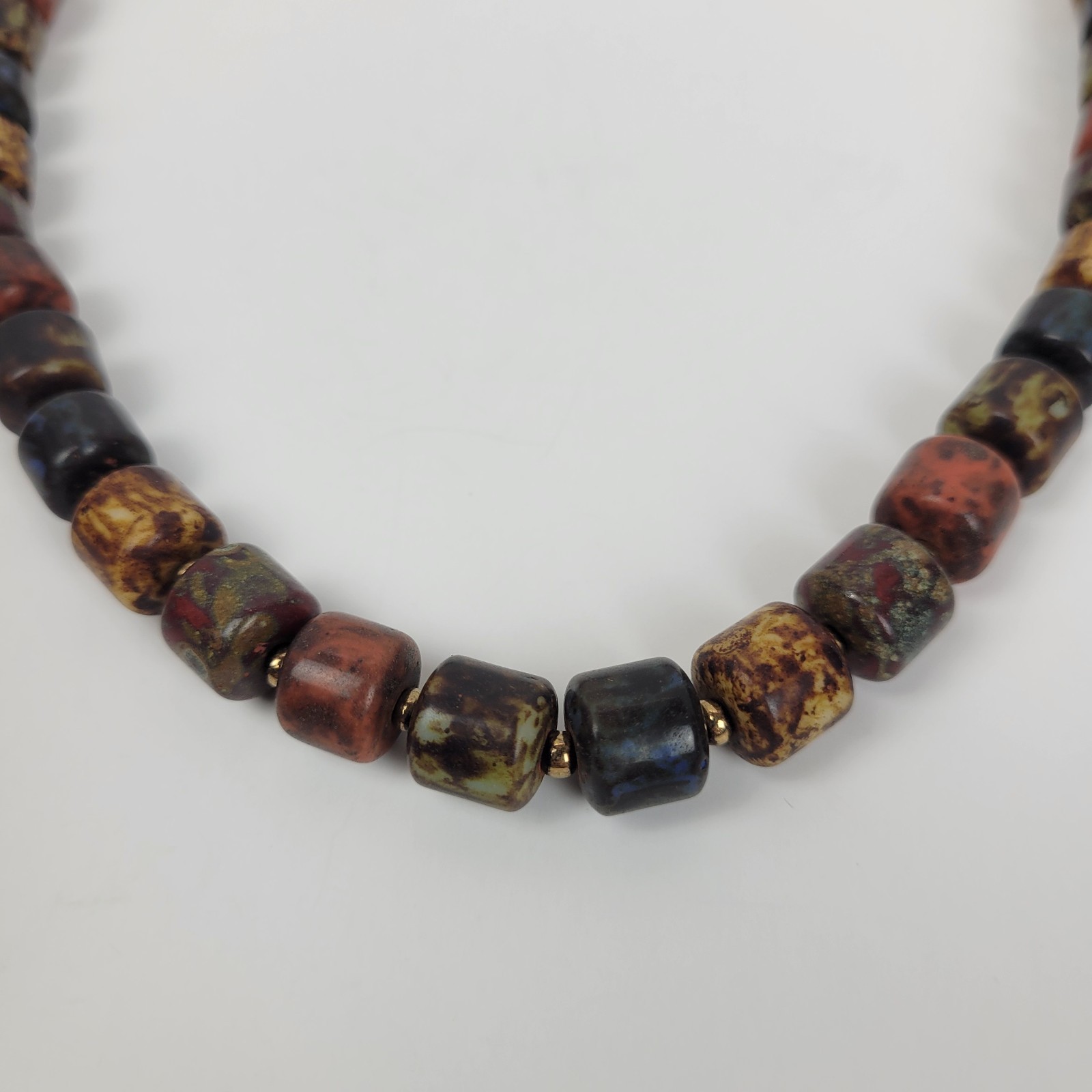 Vtg 60s~Scottish Style Almandine Garnet Beaded Necklace~Earthtones~18″