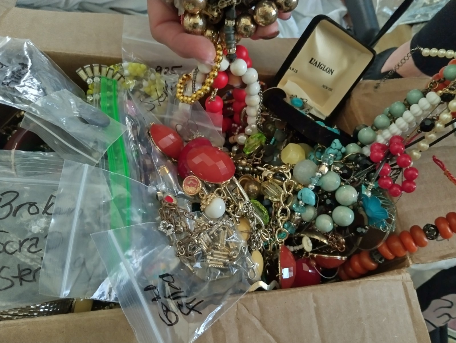 19 + lbs Huge Unsorted Jewelry Lot Vintage to Now Craft repair Sterling Goldfill