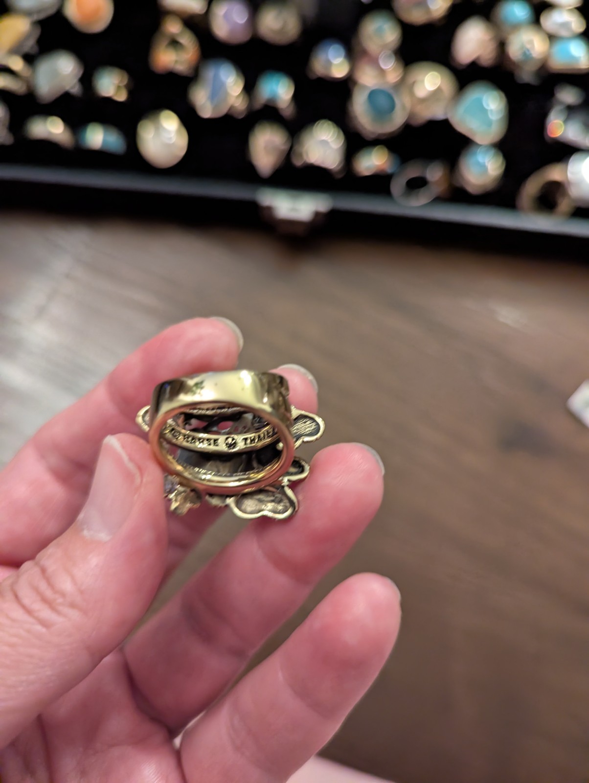 Barse Thailand Genuine Stone Unique Butterfly Detailed Gold Ring Vintage