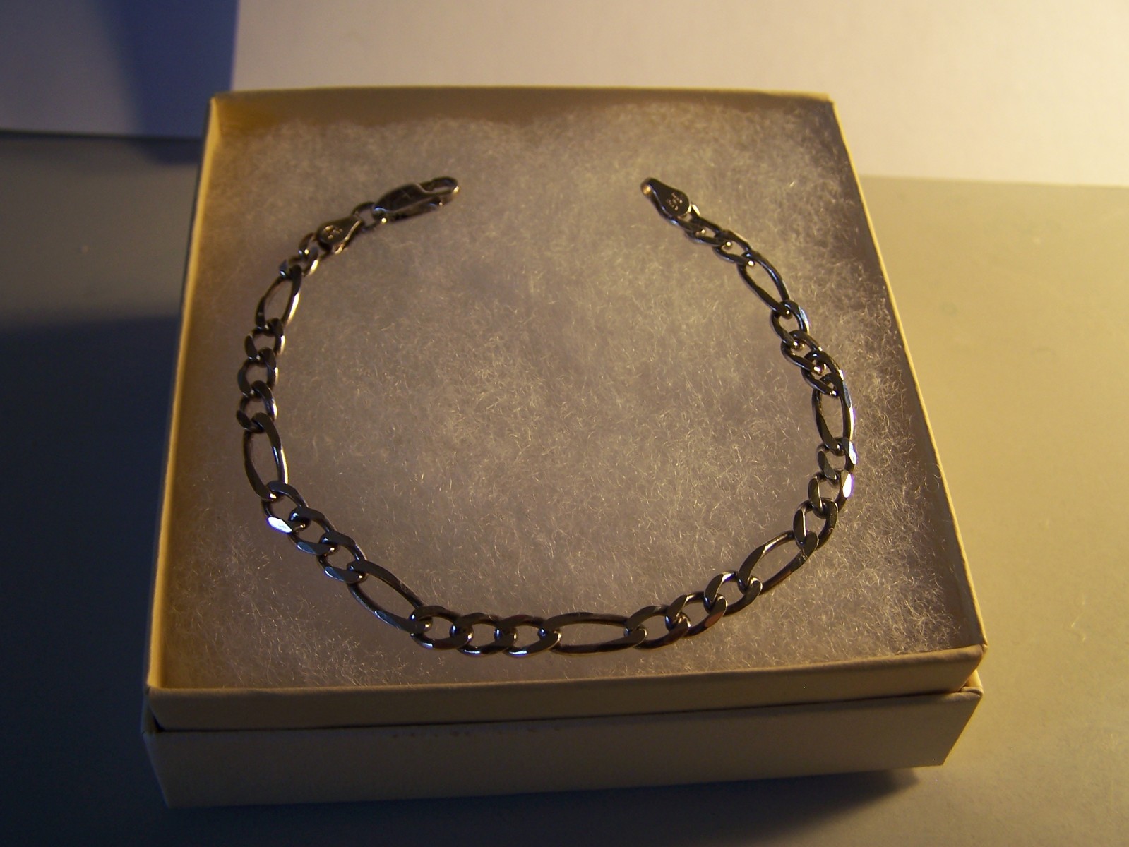 VINTAGE ESTATE ITALY DESIGN “MILOR” 6MM FIGARO STERLING SILVER BRACELET 71/4″