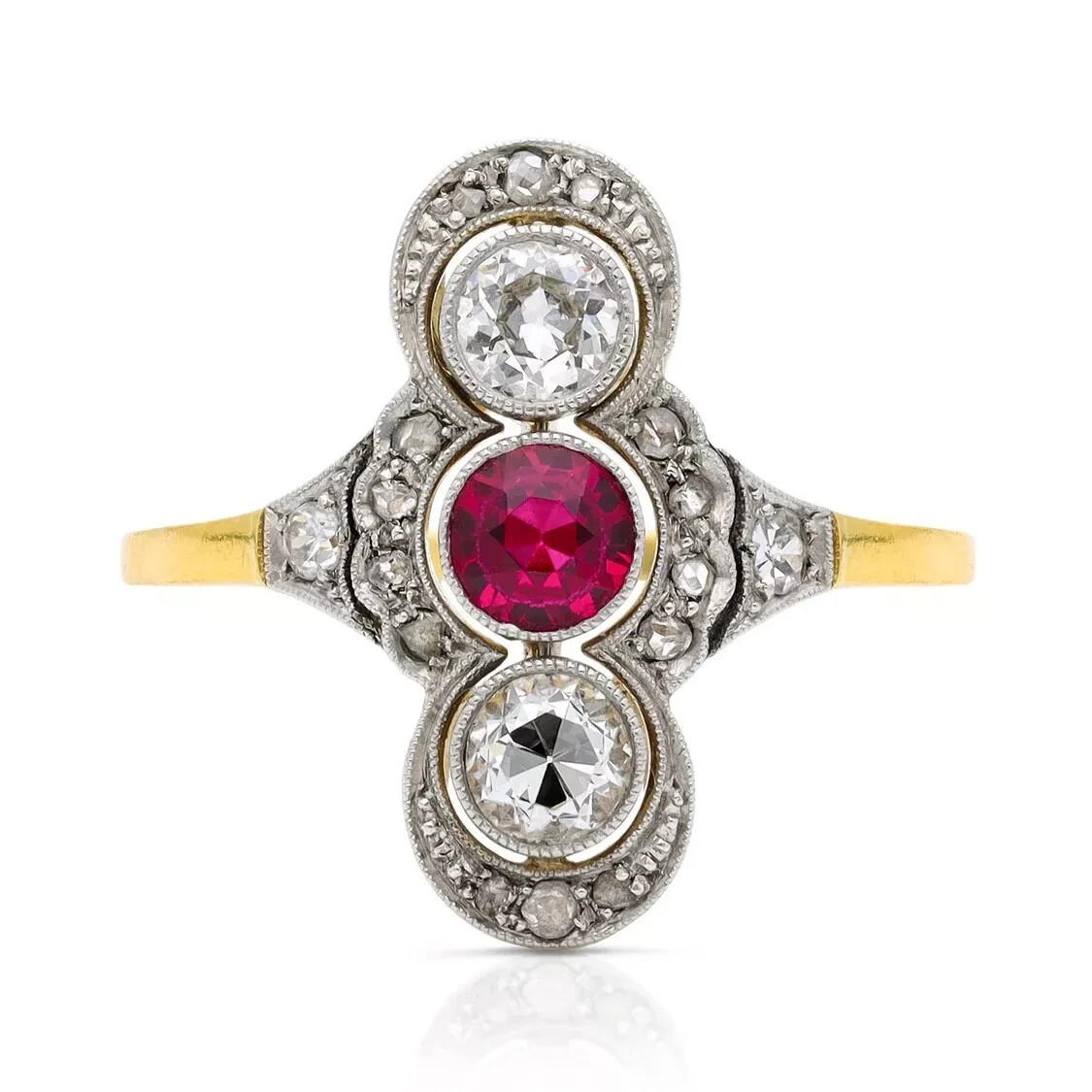 2.65Ct Art Deco Styled Lab Created Ruby Engagement Wedding 14K Gold Finish Ring