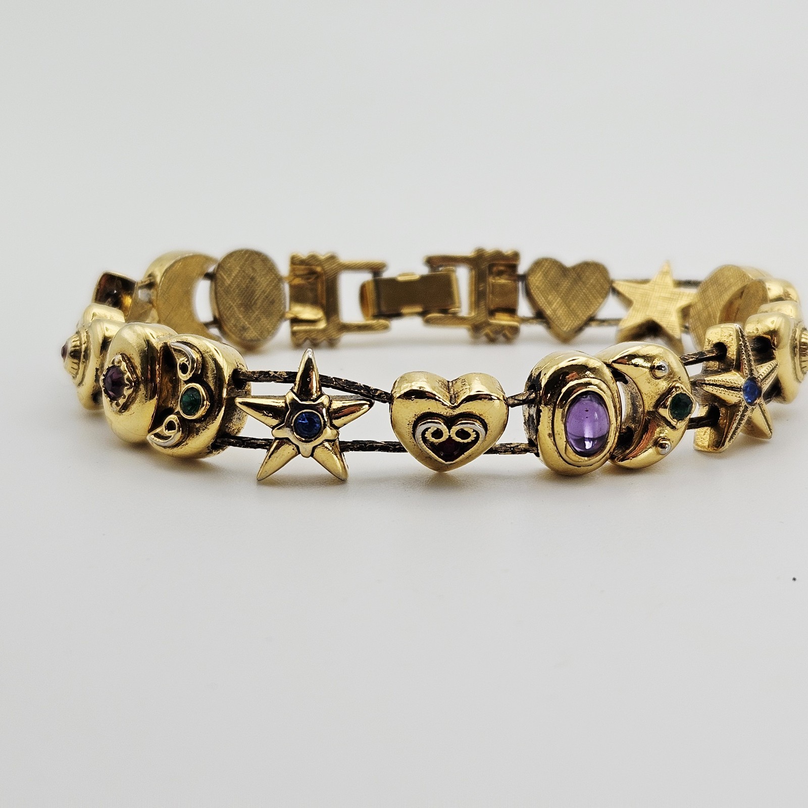 Vintage Goldette Unsigned Victorian Revival 7.5” Slide Bracelet Gold Tone