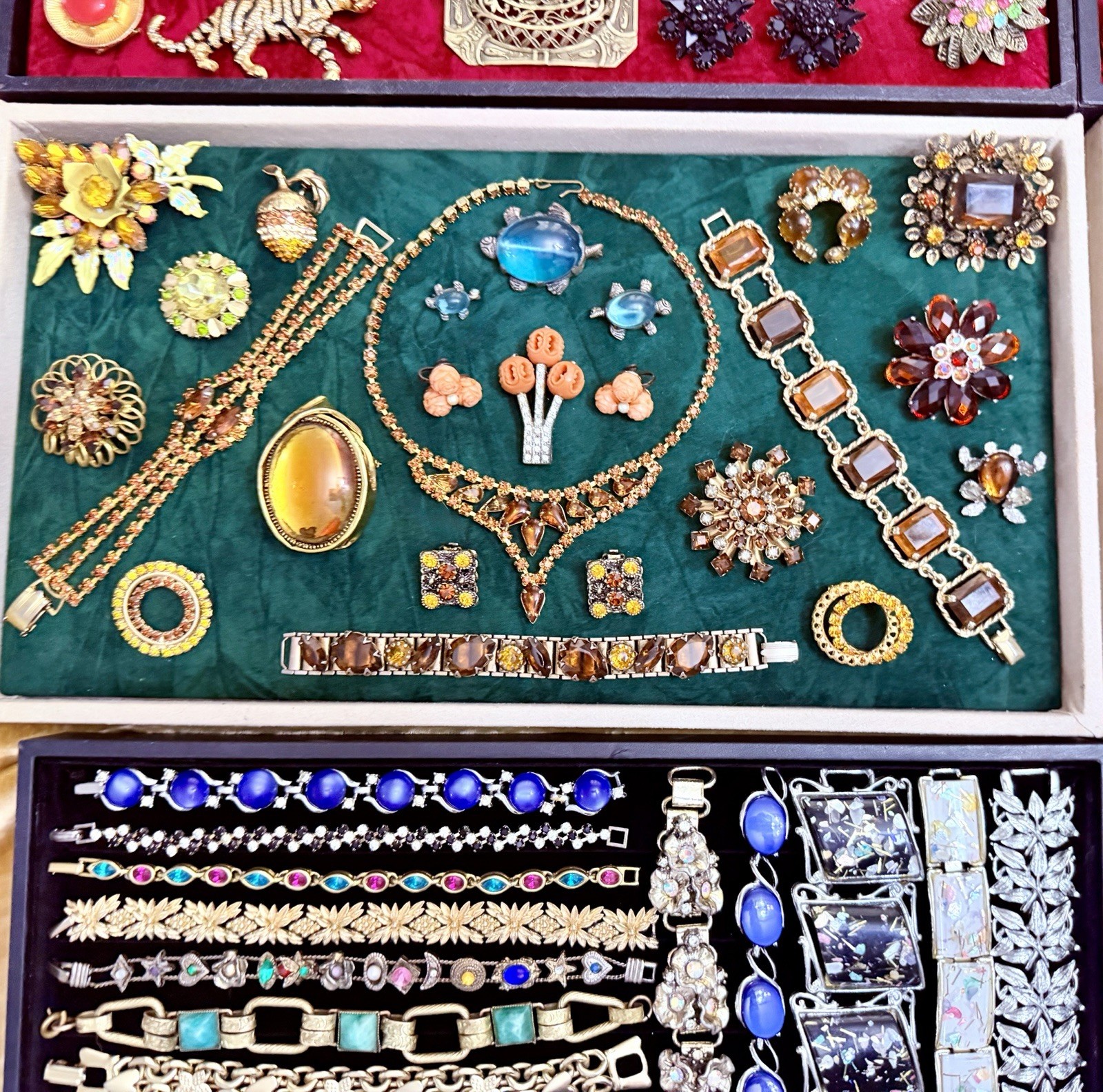 HUGE Vintage Mod Rhinestone Jewelry Lot High End Schreiner Weiss Eisenberg +