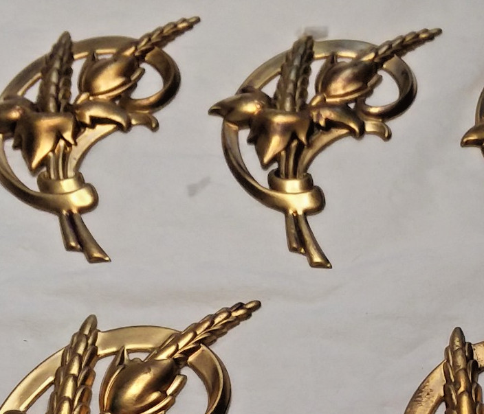 5 PCS 3″x 1.75″ Wheat Spray Brass Stampings 10-01-2020 NOS