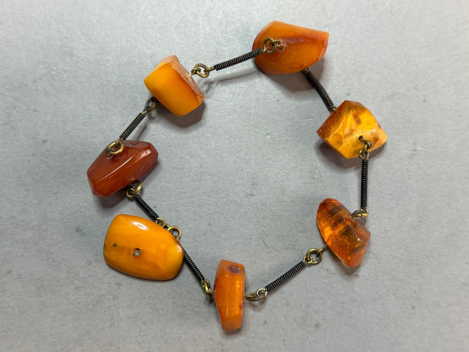 NATURAL OLD ANTIQUE YELLOW BUTTERSCOTCH BALTIC AMBER BRACELET 16,9 gr