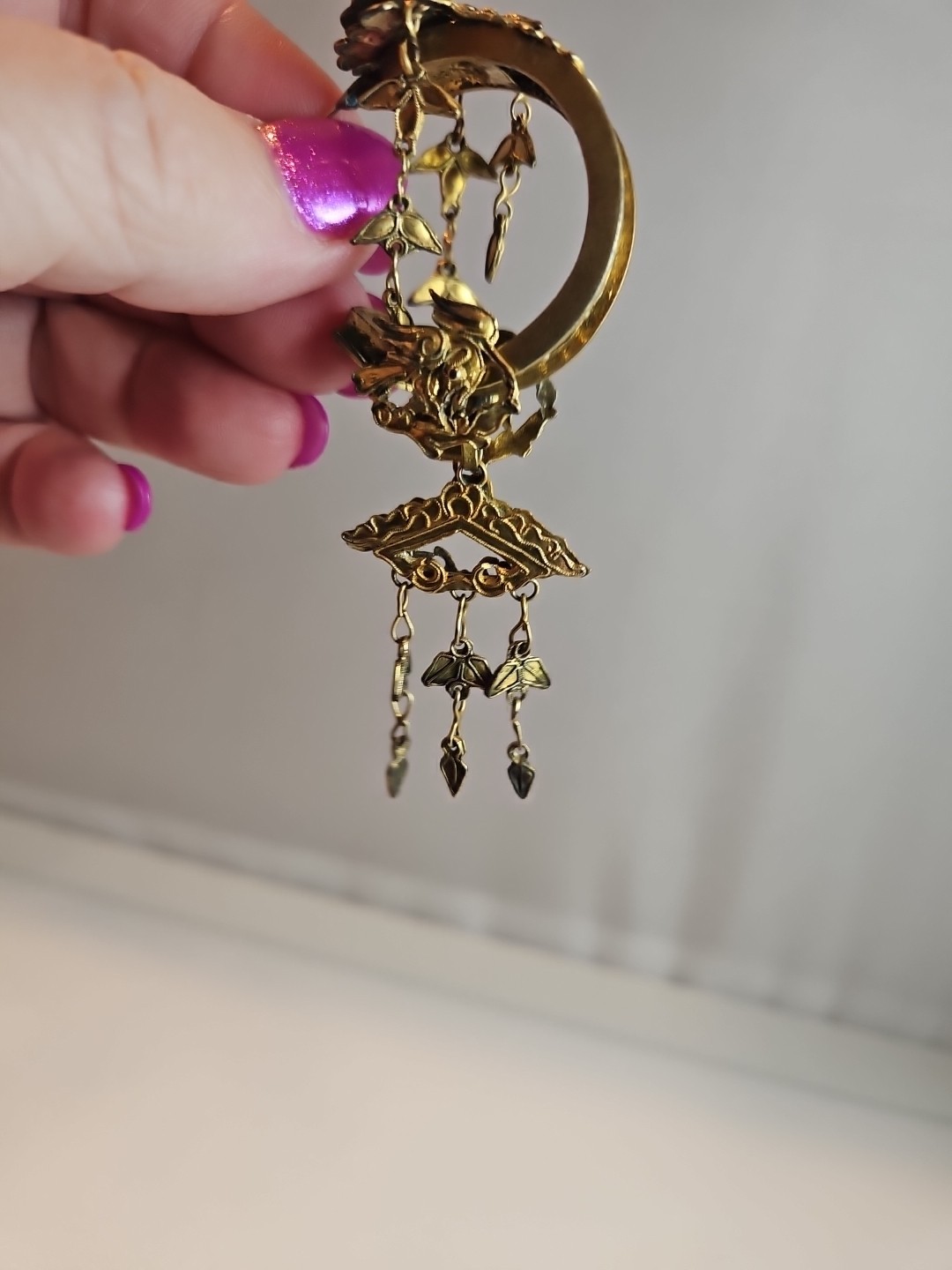 Vintage DESIGNER Signed Baroque Curled Gilt Leaf FRENCH EARRINGS – GORGEOUS Help
