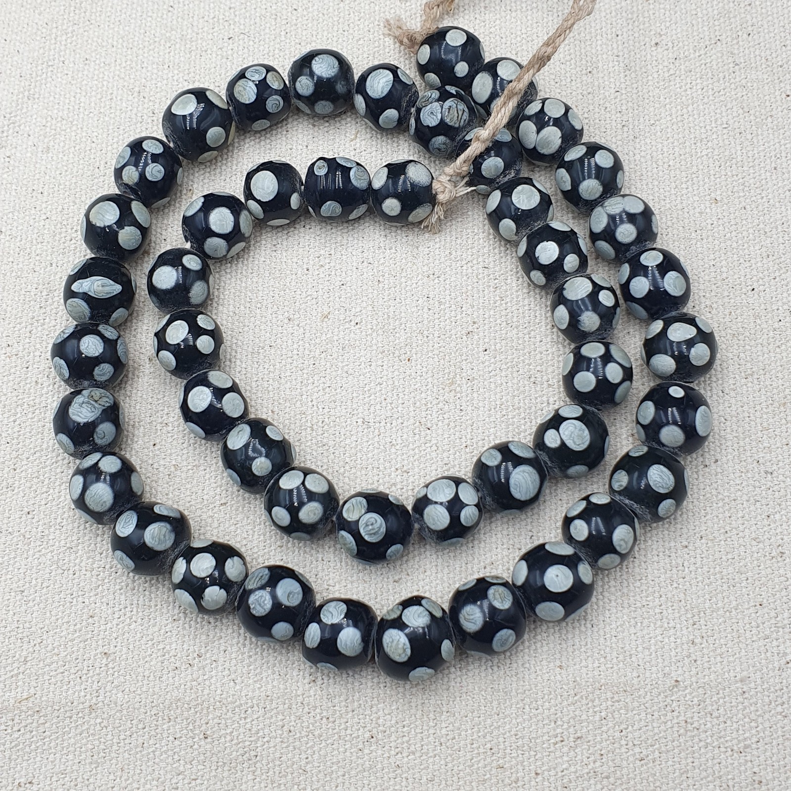 Authentic Vintage African Glass Beads Necklace Skunk Bead Design