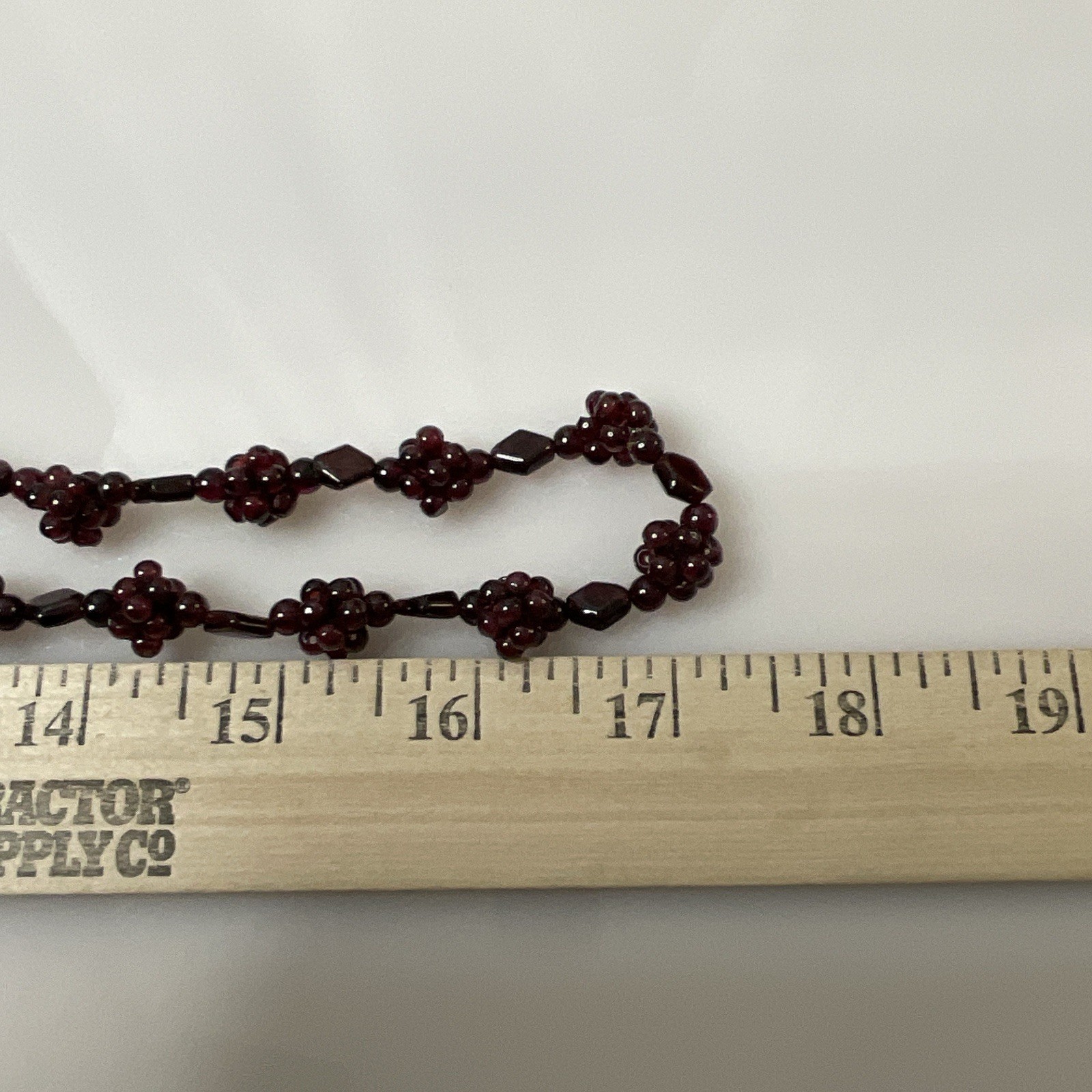Bohemian Garnet Grape Cluster Necklace Vintage 34″ Long 90 grams