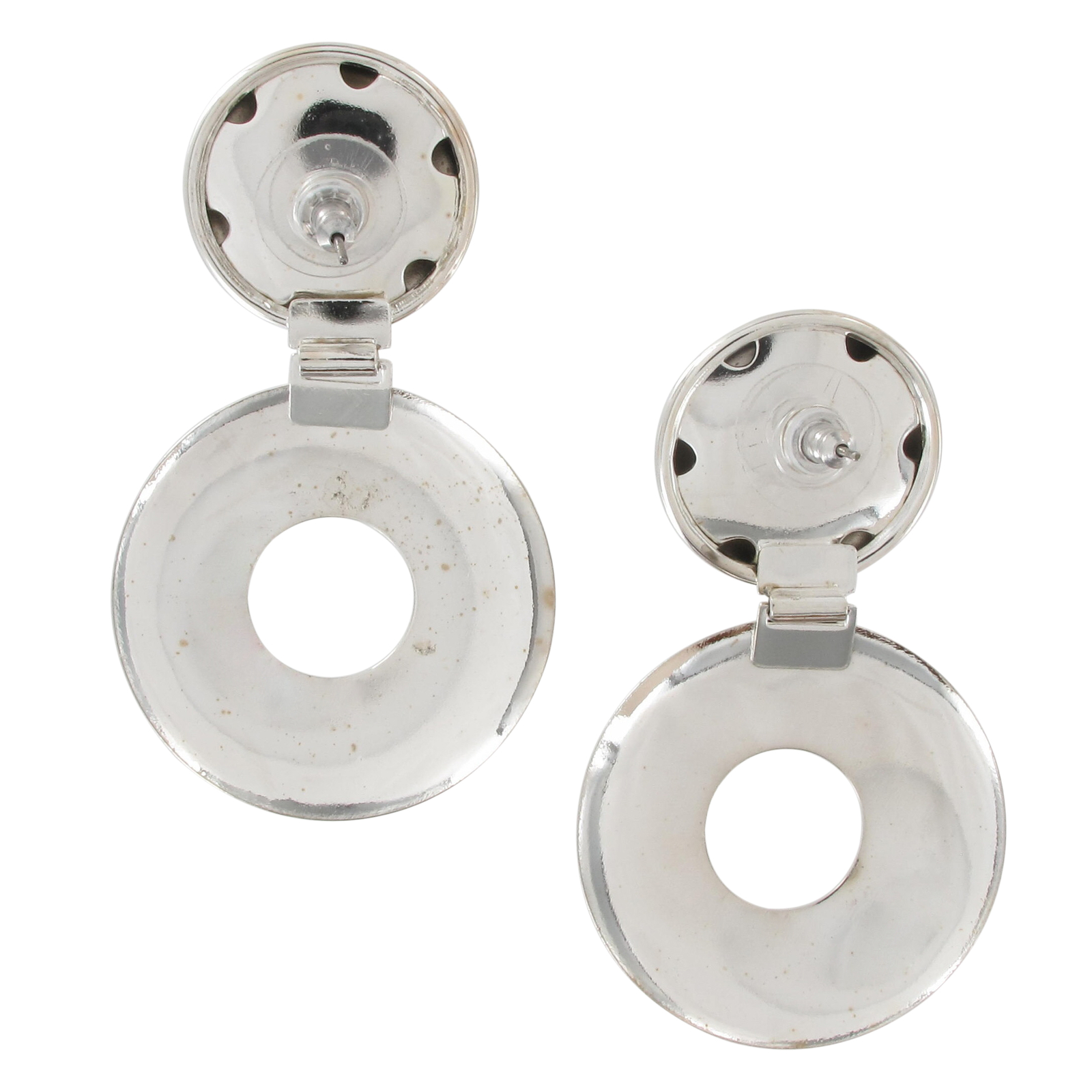 Vintage 1980s Runway Large Silver Tone Circle Statement Earrings Pierced