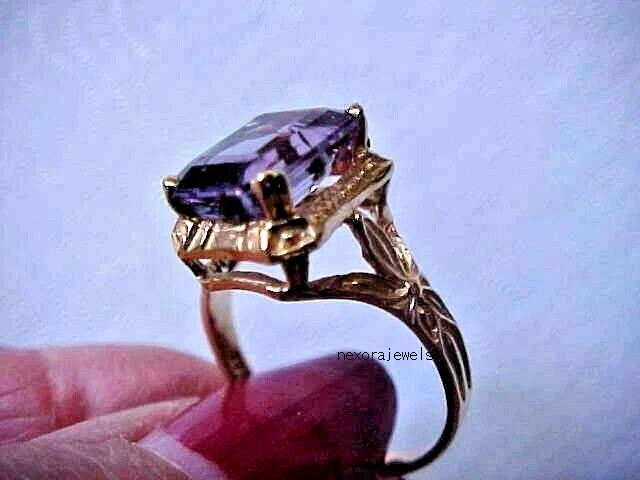 3.1Ct Emerald Cut Lab Created Amethyst Diamond Anniversary Gift 14k Gold FN Ring