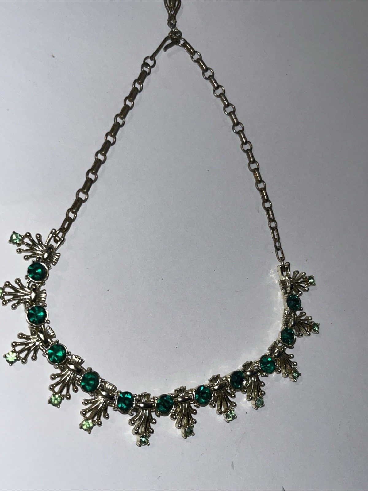 Vintage Green Rhinestone Necklace
