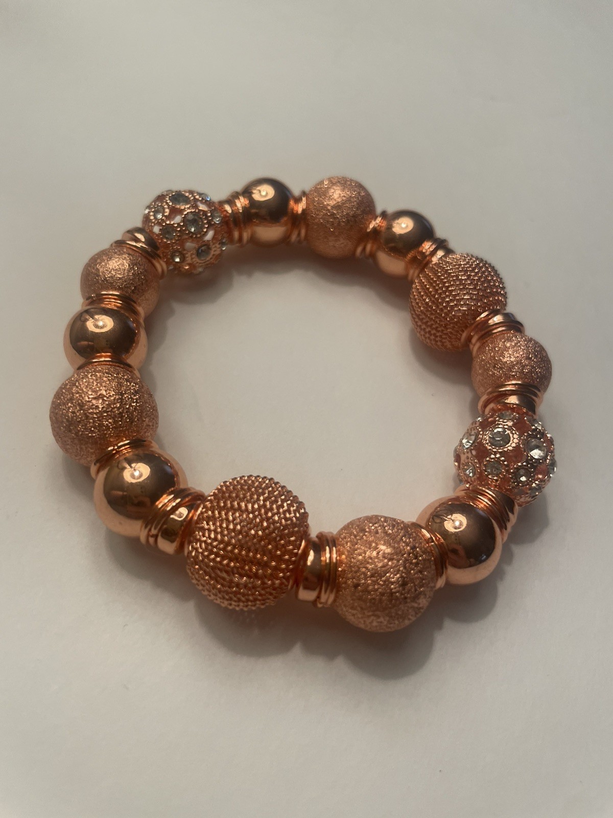 Peach & Marble Stretchy Set Of 2 Chunky Bracelets Butterfly Charm