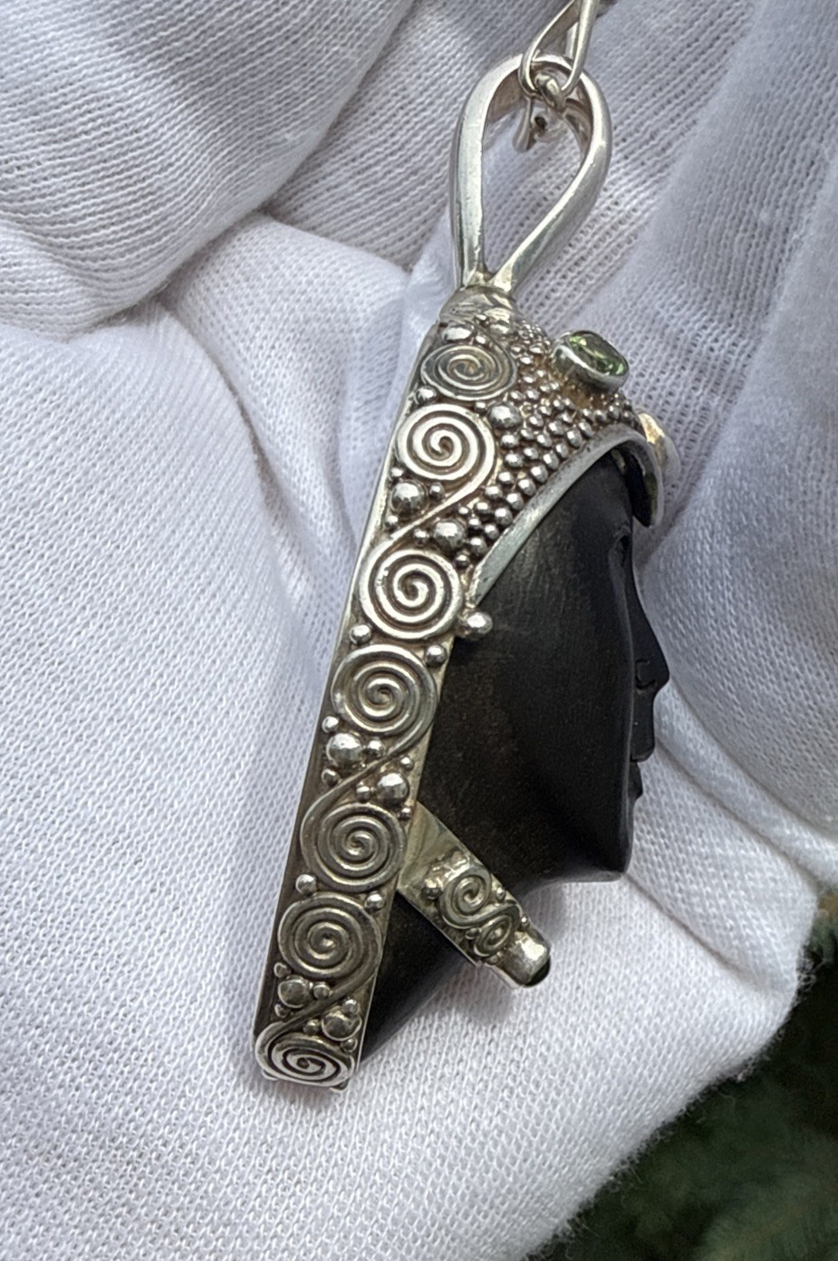Sign Sajen 925 Gems Black Goddess Large Pendant Hand Made 22.5”Chain Necklace