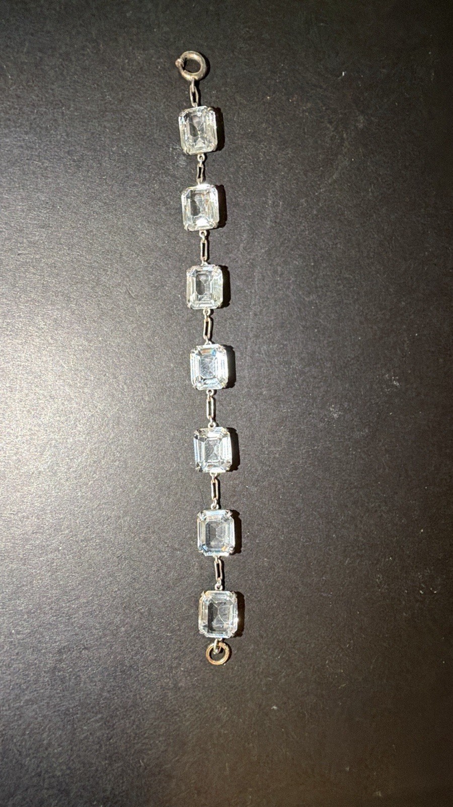 6.75” Bracelet Antique Vintage Art Deco Rock Crystal Quartz Sterling Japan