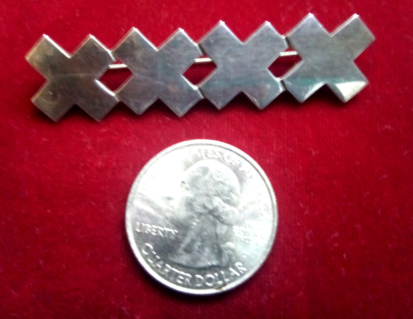 Vintage Sterling Silver XXXX Pendant Brooch 2.5″ Mexico TM-184 ~ 10.9 Grams