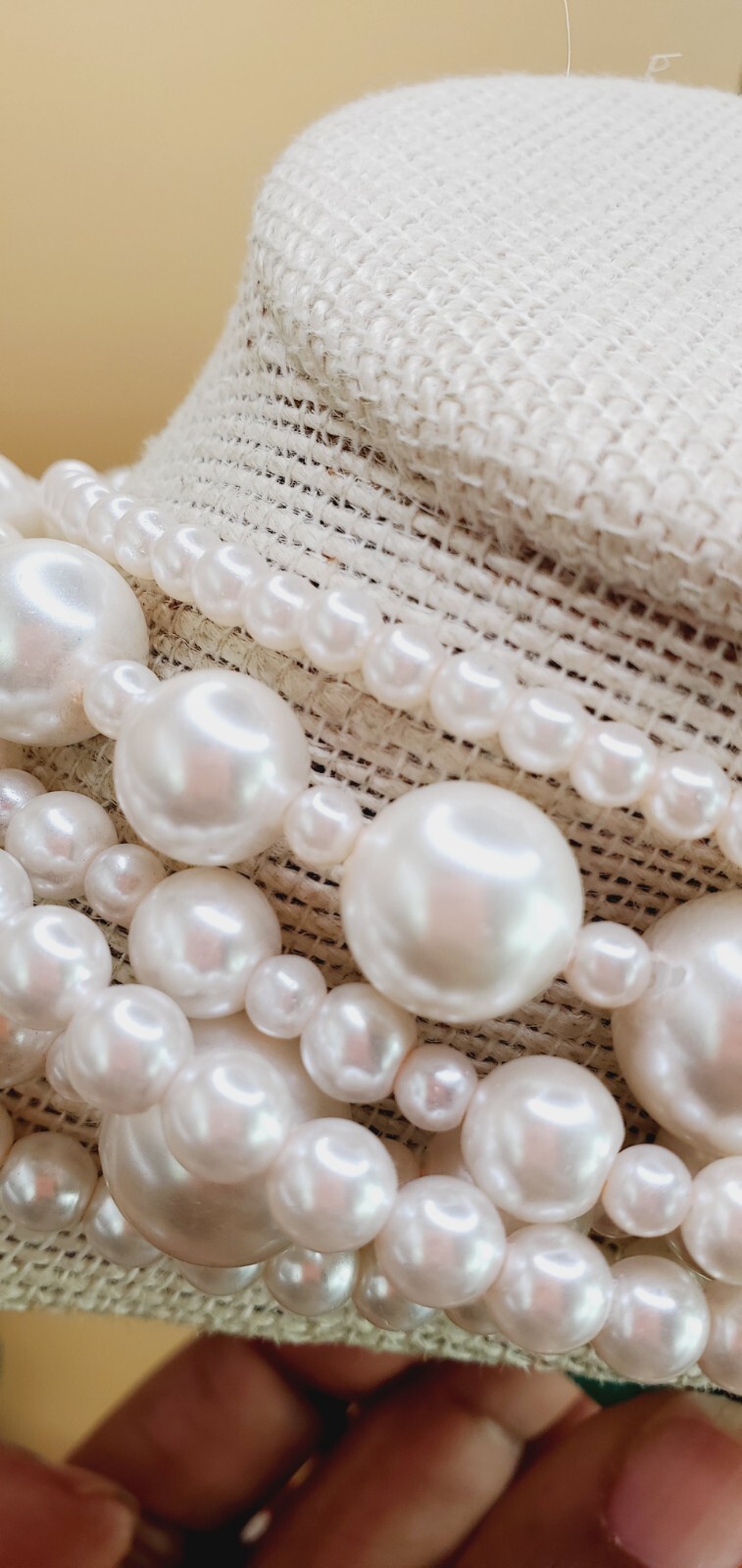 16″ Six Strand Faux Pearl White Beaded Necklace W/Silver tone Clasp bl03