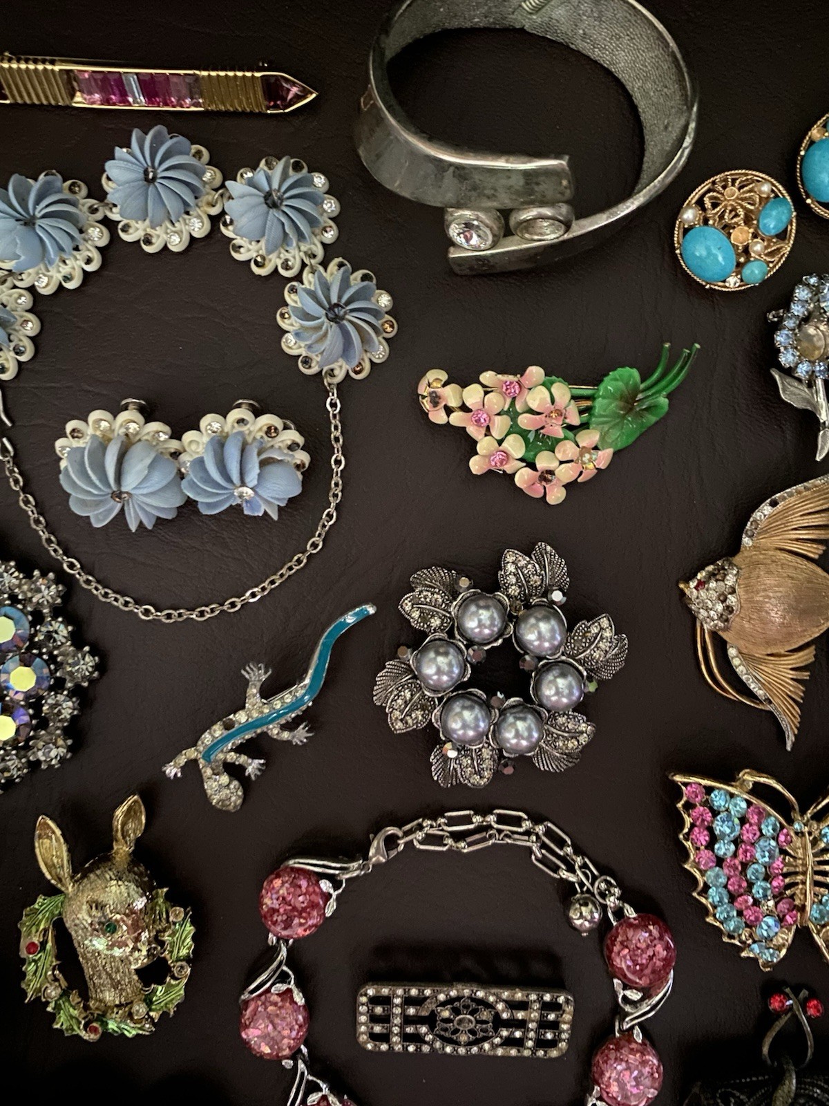 Vtg REPAIR RESTORE Rhinestone Some Signed Brooch Necklace Bracelet Lot