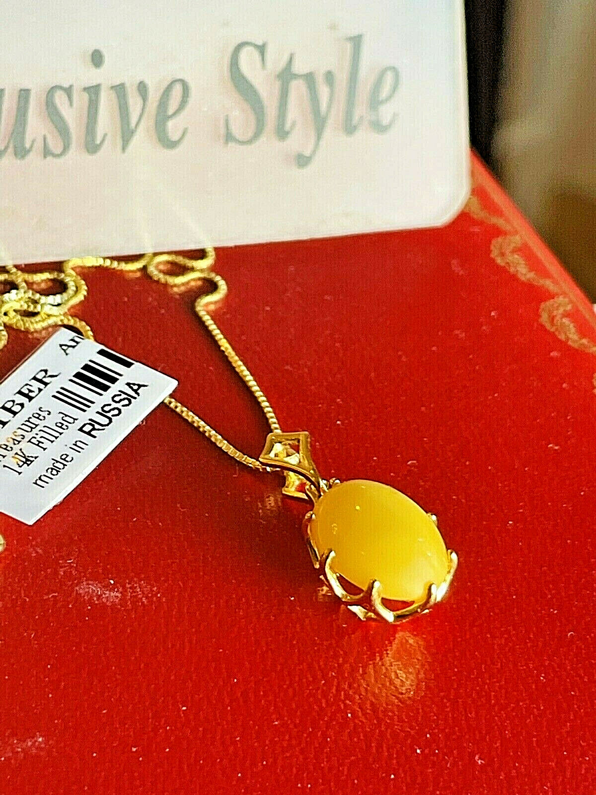 14K Gold Filled Genuine Baltic Amber Necklace Russian Butterscotch Egg Yolk 老琥珀