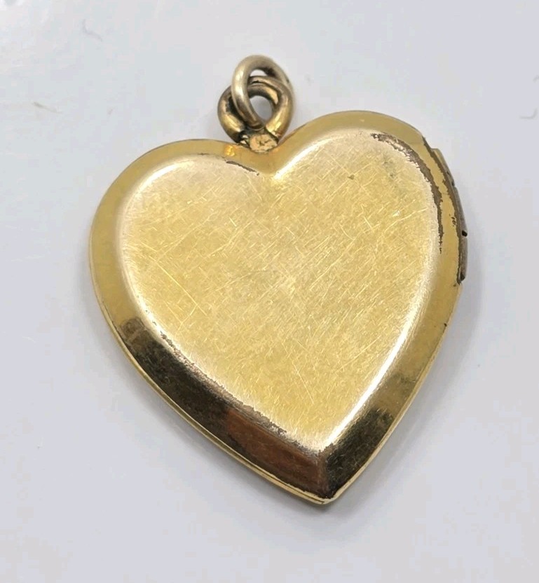 Beautiful Vintage Yellow Gold Filled Heart Rhinestone Locket Charm Pendant