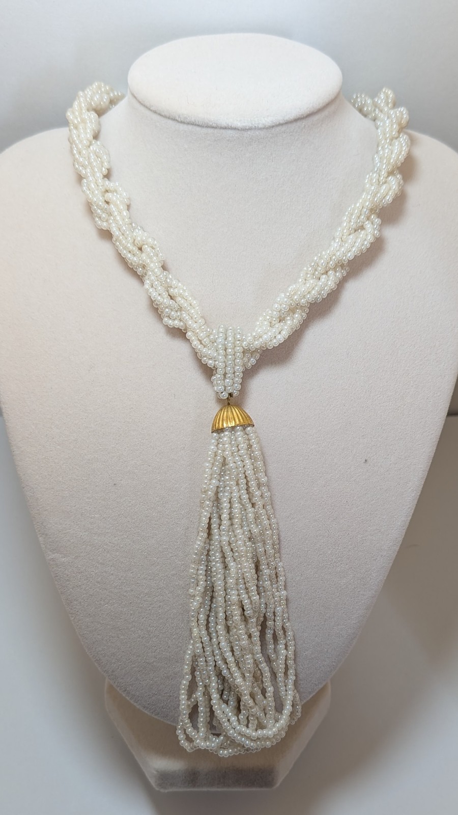 Vintage Multi-strand Beaded Necklace 16-18″ with golden accent