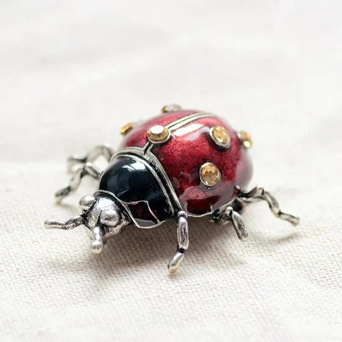 Enamel Rhinestone Ladybug Brooch Pin Vintage Style Insect Jewelry Gift NEW US