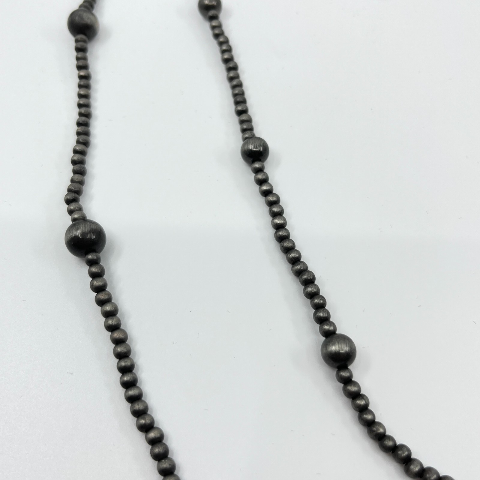 Vintage Southwestern Style Long Hematite Gray Beaded Strand Necklace Classic