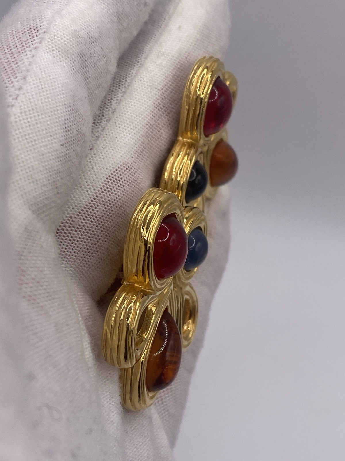 Givenchy Vintage Gripoix Clip Earrings Gold Tone