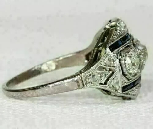 Vintage Art Deco Style 4.25 Ct Lab Created Diamond Engagement Ring In 925 Silver