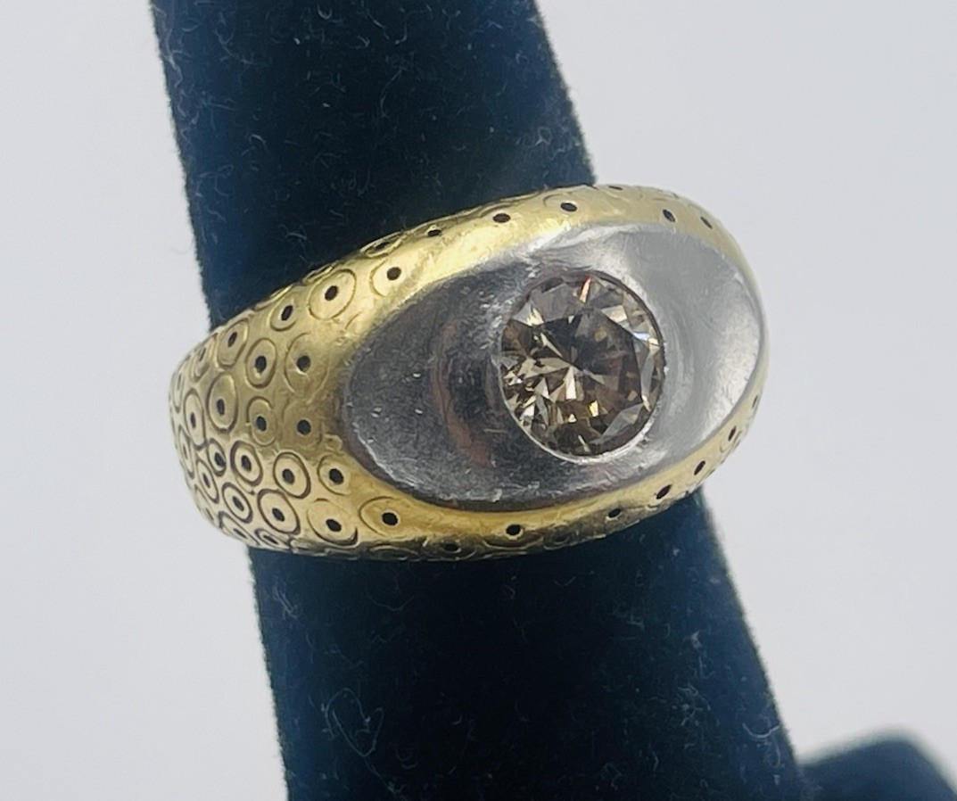 Pedro Boregaard 18k Gold & Platinum Fancy Color Brown Diamond Ring Size 5