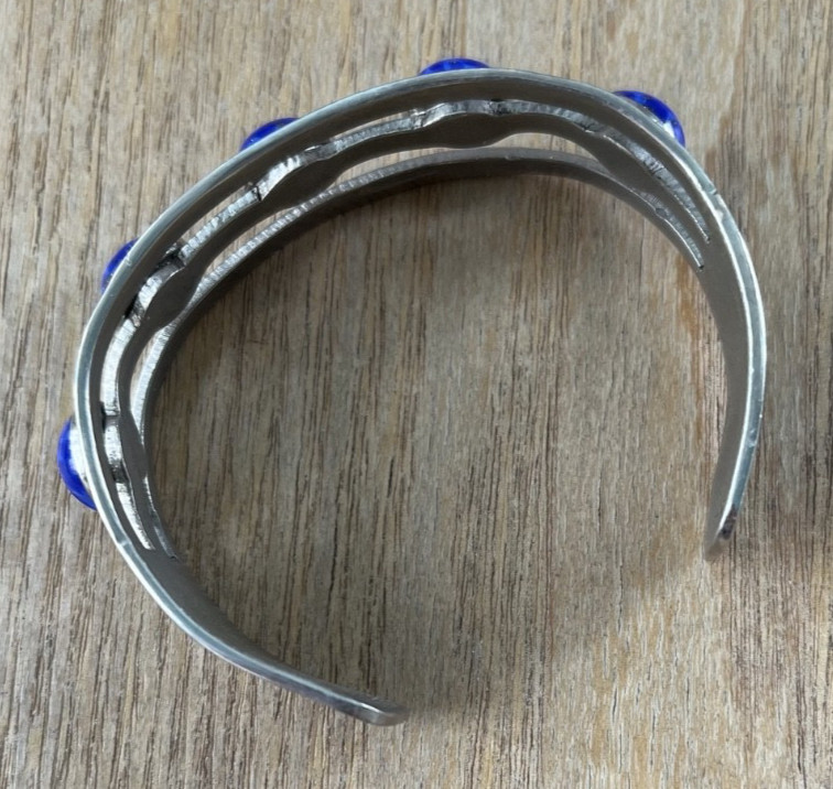 Vintage Taxco Sterling Silver Lapis Lazulli Bracelet 925 Modernist Jewelry