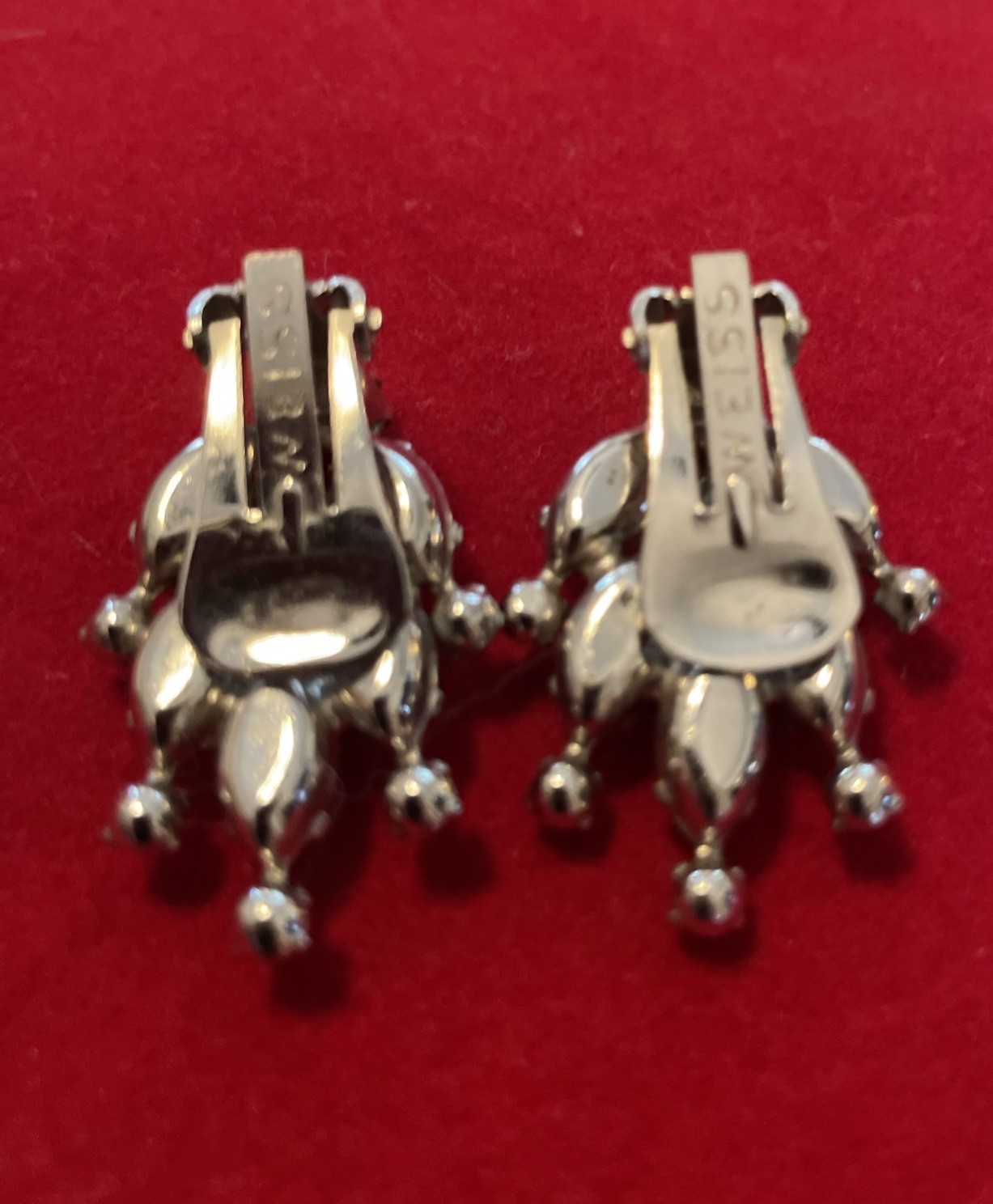 Vintage Weiss Clear Rhinestone Clip On Earrings