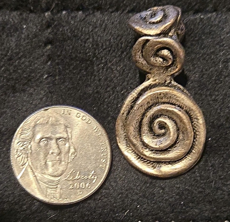 Vintage Eivind Hillestad Norway Modernist Pewter Spiral Pendant EH Signed Rare