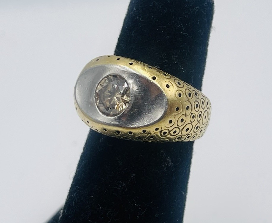 Pedro Boregaard 18k Gold & Platinum Fancy Color Brown Diamond Ring Size 5