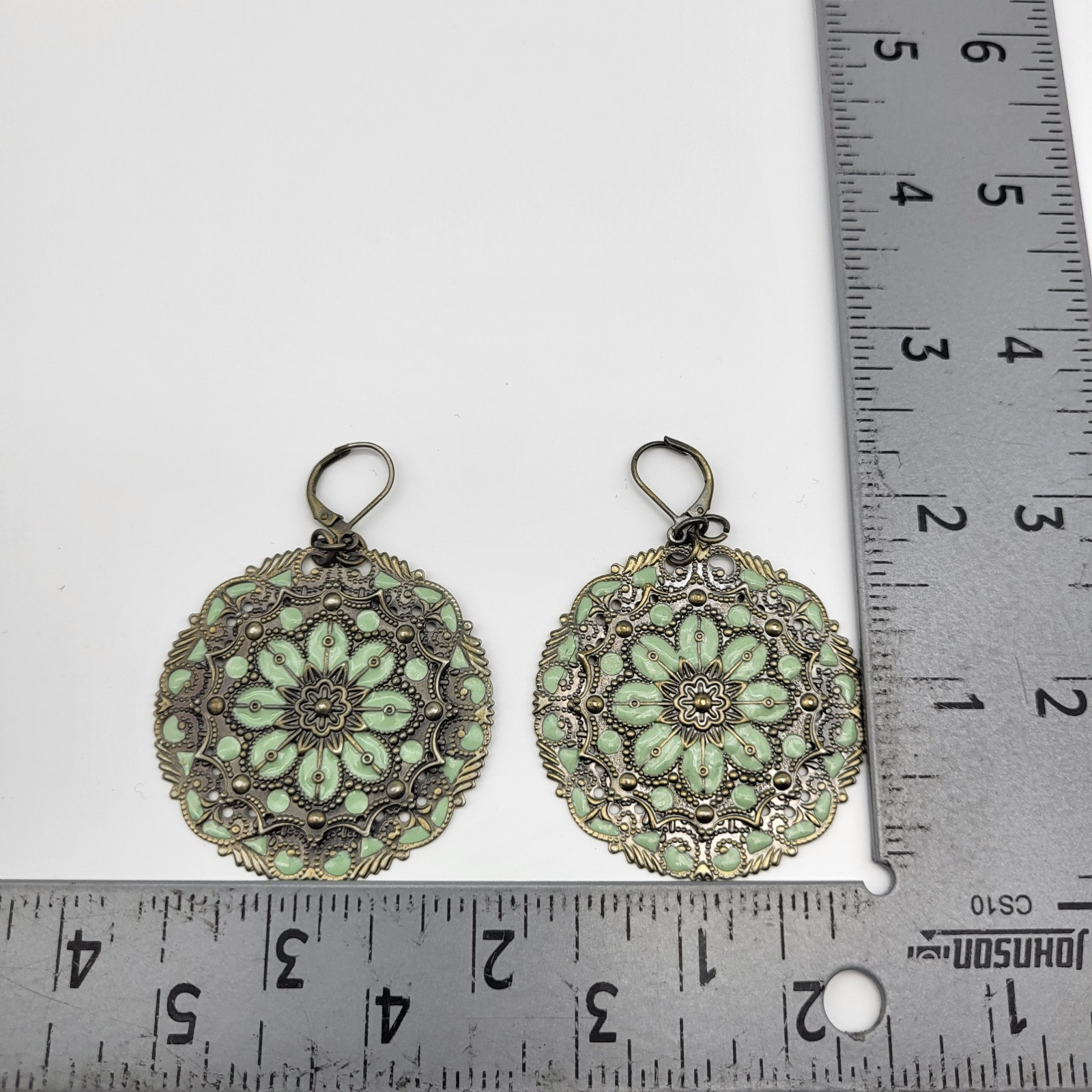 Fabulous bold enamel metal pierced dangle earrings Spring flowers boho