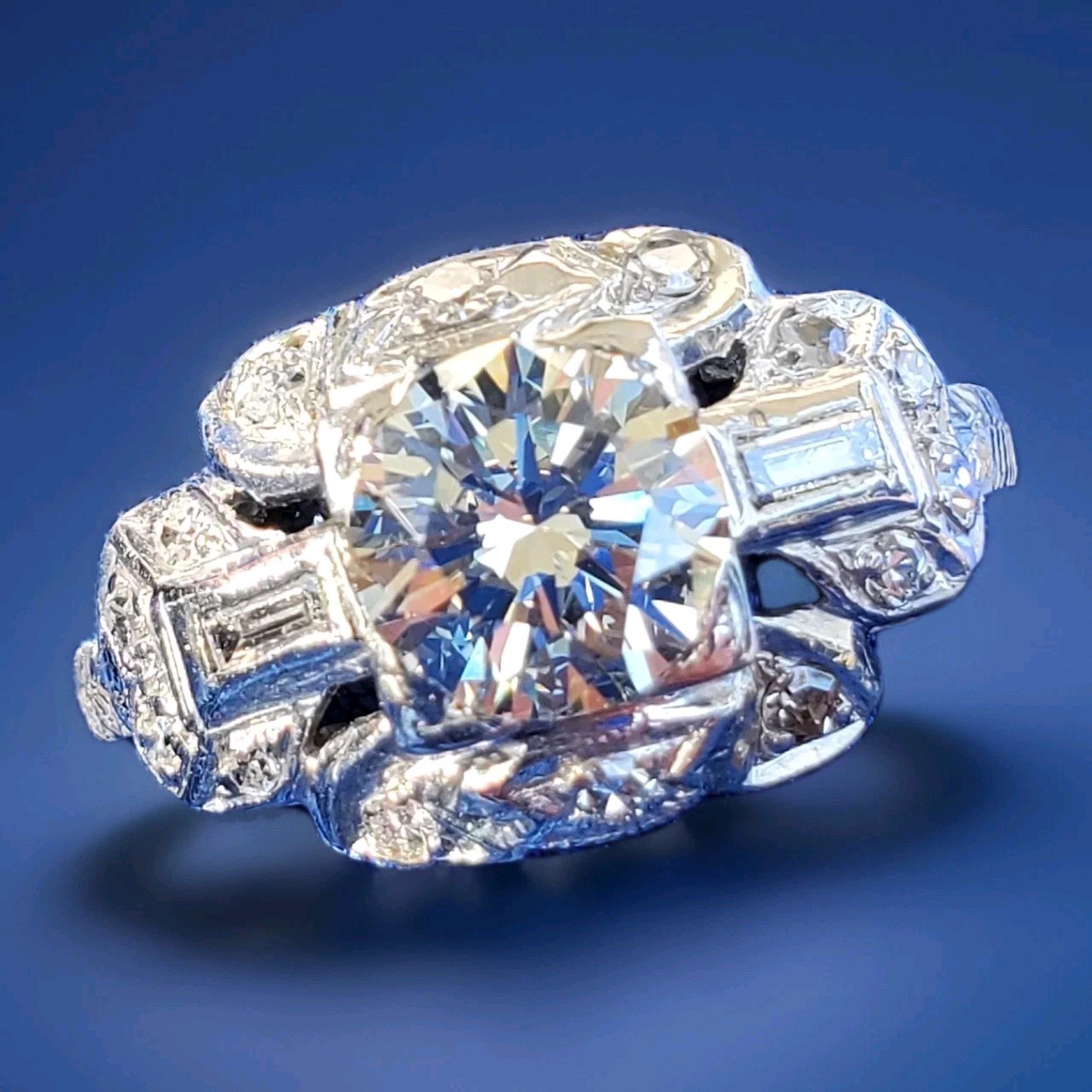 Original EARTH MINED DIAMOND Art Deco Engagement Ring Vintage PLATINUM Solitaire