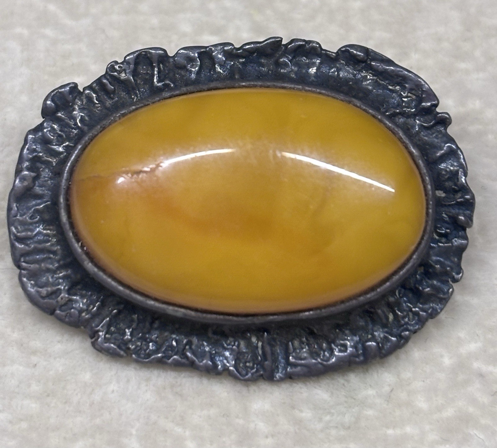 Antique Baltic Amber Butterscotch 800 Silver Tested Egg Yolk