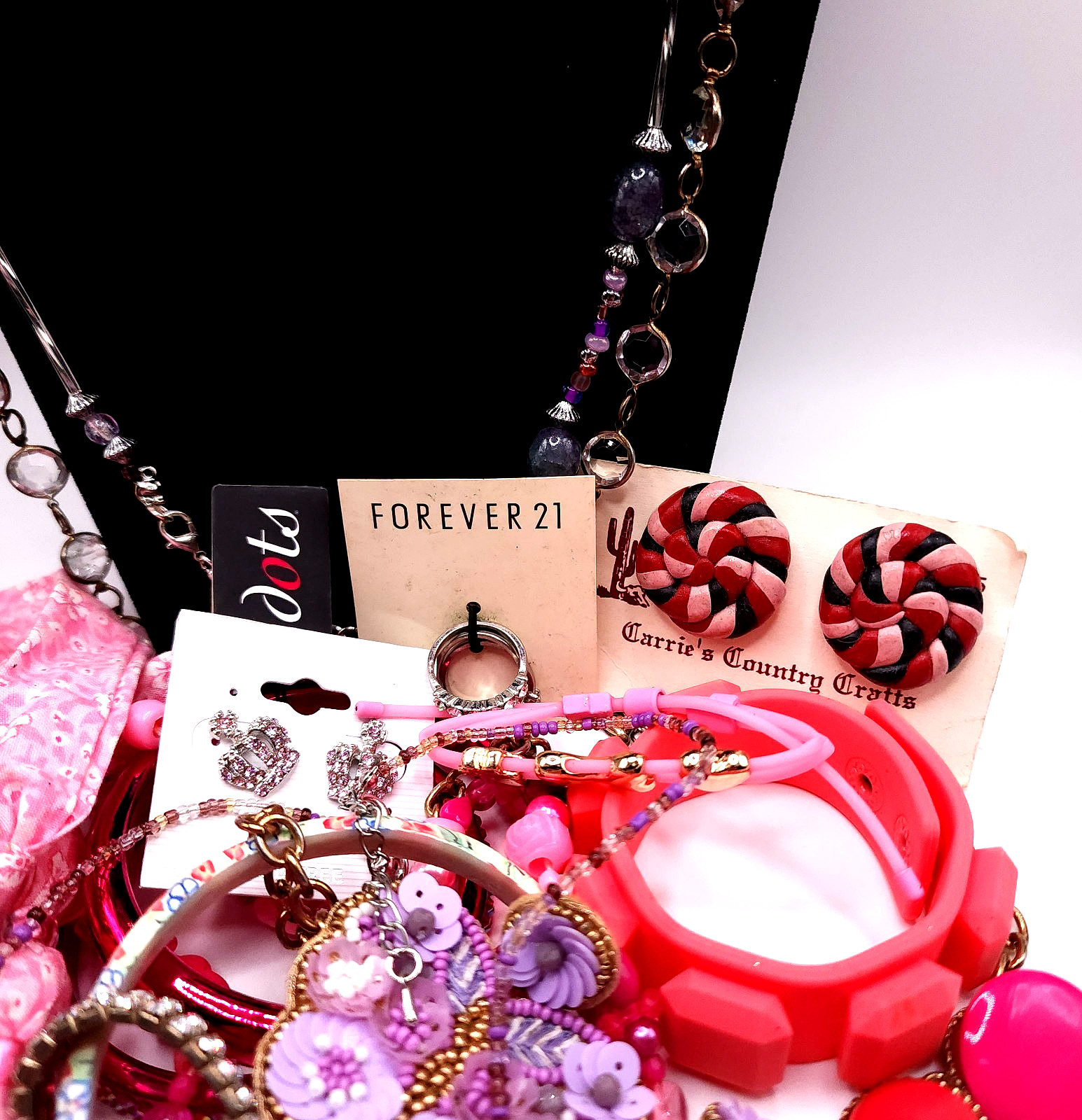 Pink Hue Estate Jewelry Bundle 1lb Mixed Fashion Jewelry Vintage Resale Lot