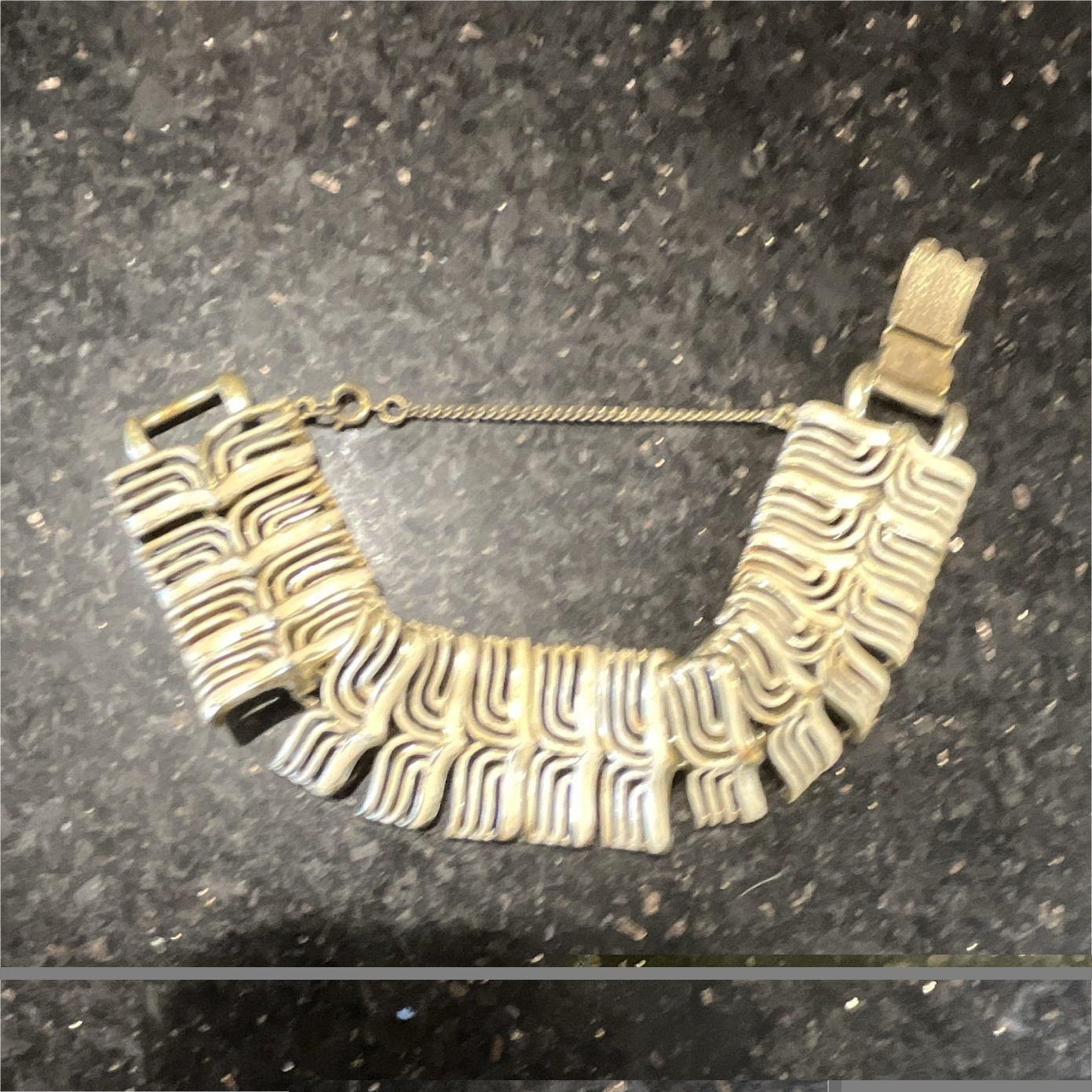 Vintage Gold Tone Chain Bracelet w/ Safety Chain Box Clasp, Unisex Adults