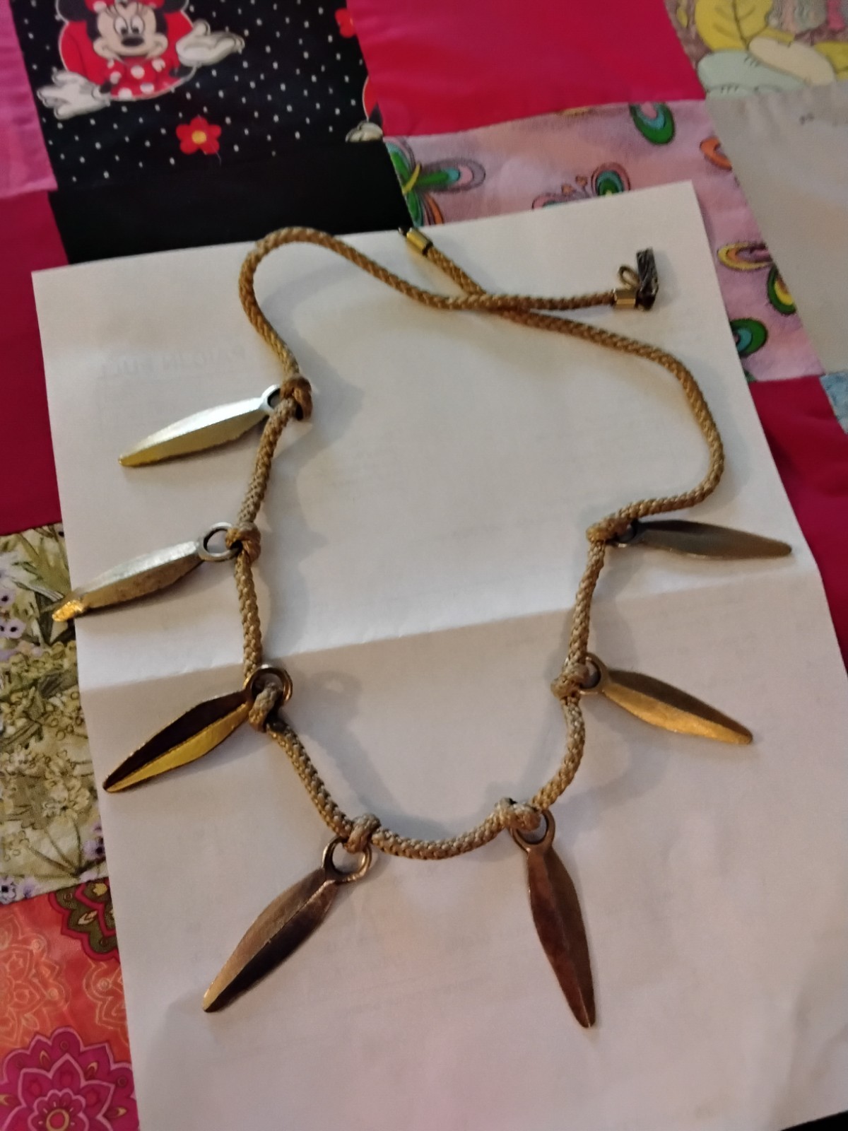 Vintage YSL Yves Saint Laurent Rope And Metal Feather Necklace 70s