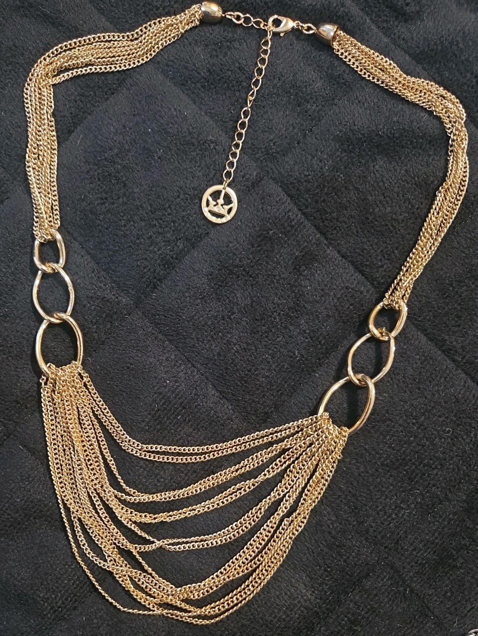 Vintage Crown Trifari Multi Strand And Hoop Necklace Gold Tone Summer Beach Wear